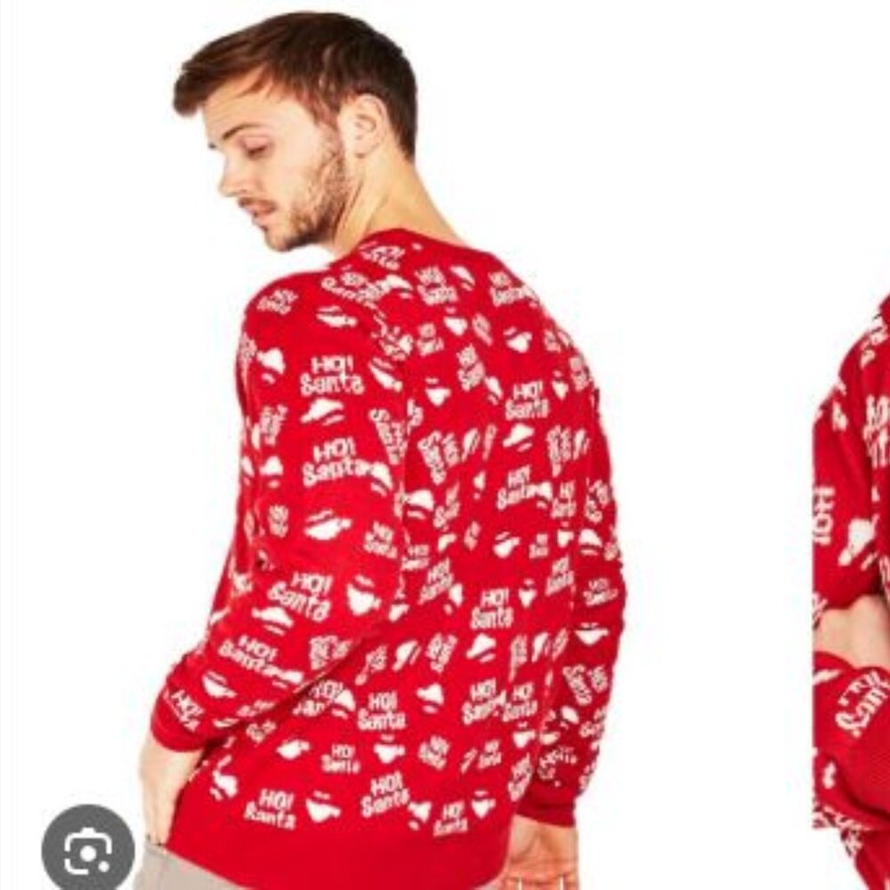 Livergy Men's Hot Santa Ugly Christmas Holiday Sweater Red White Santa Size XXL